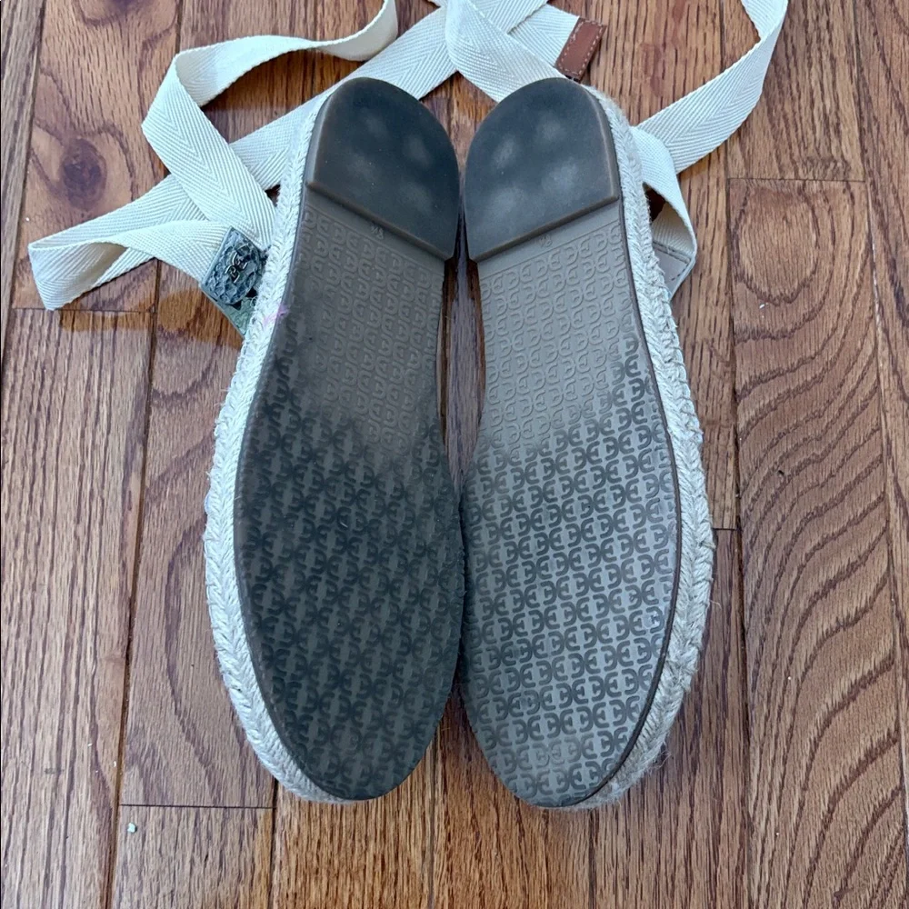 Sam Edelman Snake Print Espadrille Sandals with Cream Ties